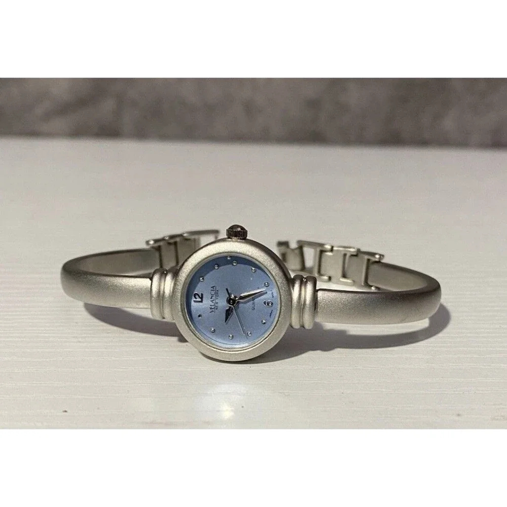 Velancia NY Ladies Bangle Watch 22-1088 Silver Dial Swiss Quartz Brushed